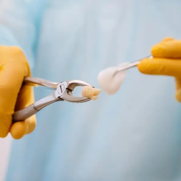 Dentist after extracting a patient's tooth.