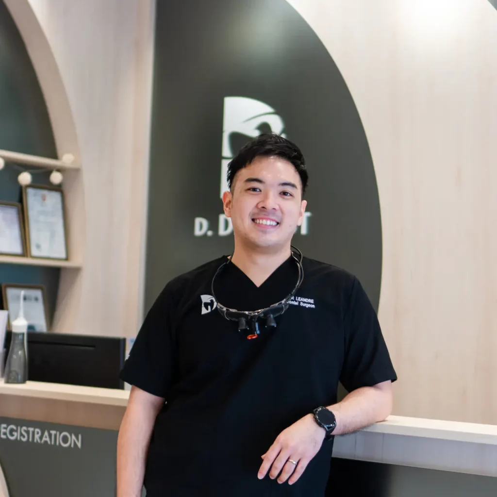 A portrait of Doctor Leandre Chai in D Dentist's third mile branch in Kuching.